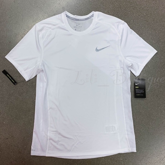 Nike Men's Dri-FIT Miller Mesh Top Tee Shirt Polyester AT3951-100 White Size S - Picture 1 of 12
